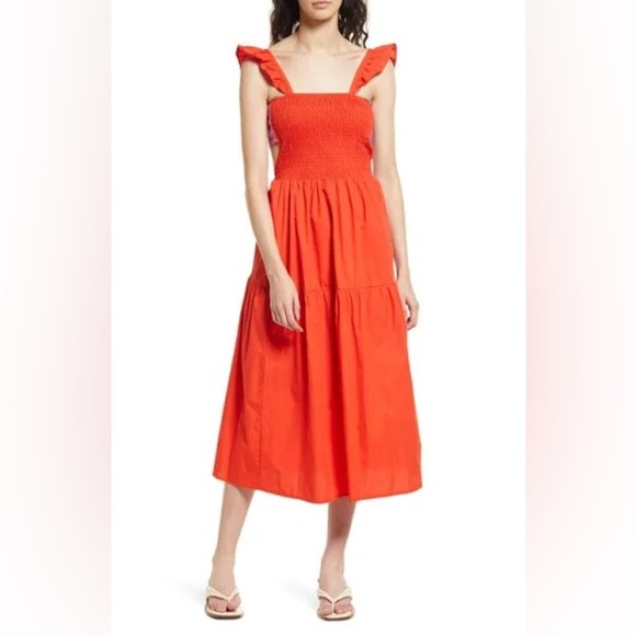 Topshop Orange Maxi A-Line Tiered Dress - Picture 4 of 12